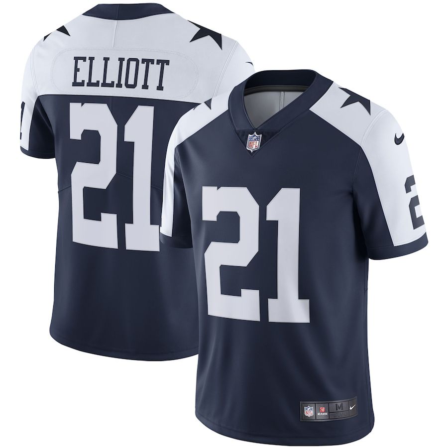 Men Dallas Cowboys #21 Ezekiel Elliott Nike Navy Alternate Vapor Limited NFL Jersey